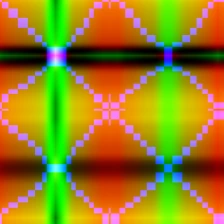 Eclipsing binary, three fields stacked as red, green and blue